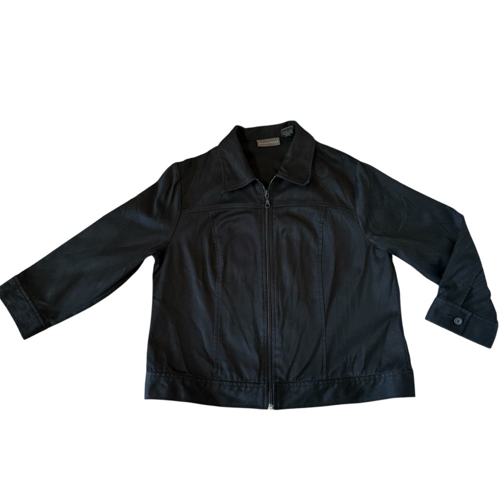 Women's Relativity Black Full Zip Jacket Size-Large Pockets Cotton/Spandex - Picture 1 of 12